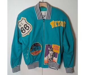 Ibe Vintage Green Bomber Jacket With Patches Size 6